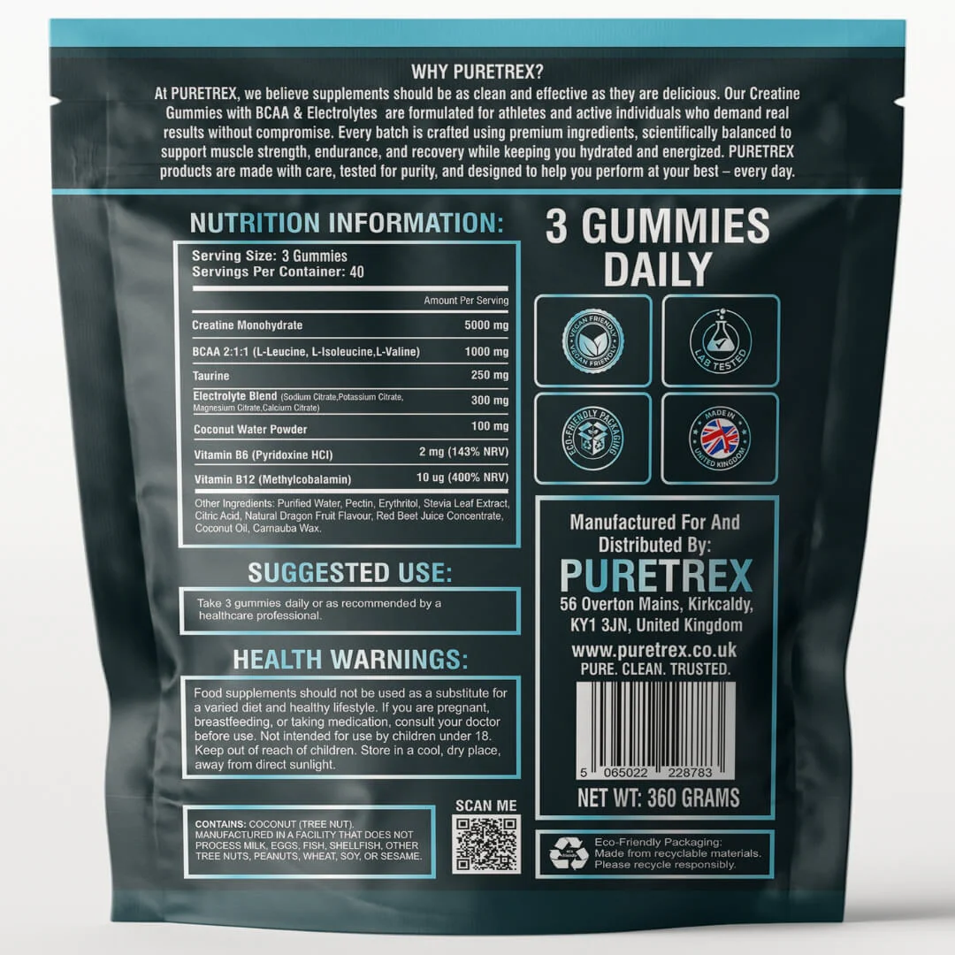 5g Creatine Gummies + BCAA & Electrolytes – Arctic Dragon Fruit Shock - Image 11