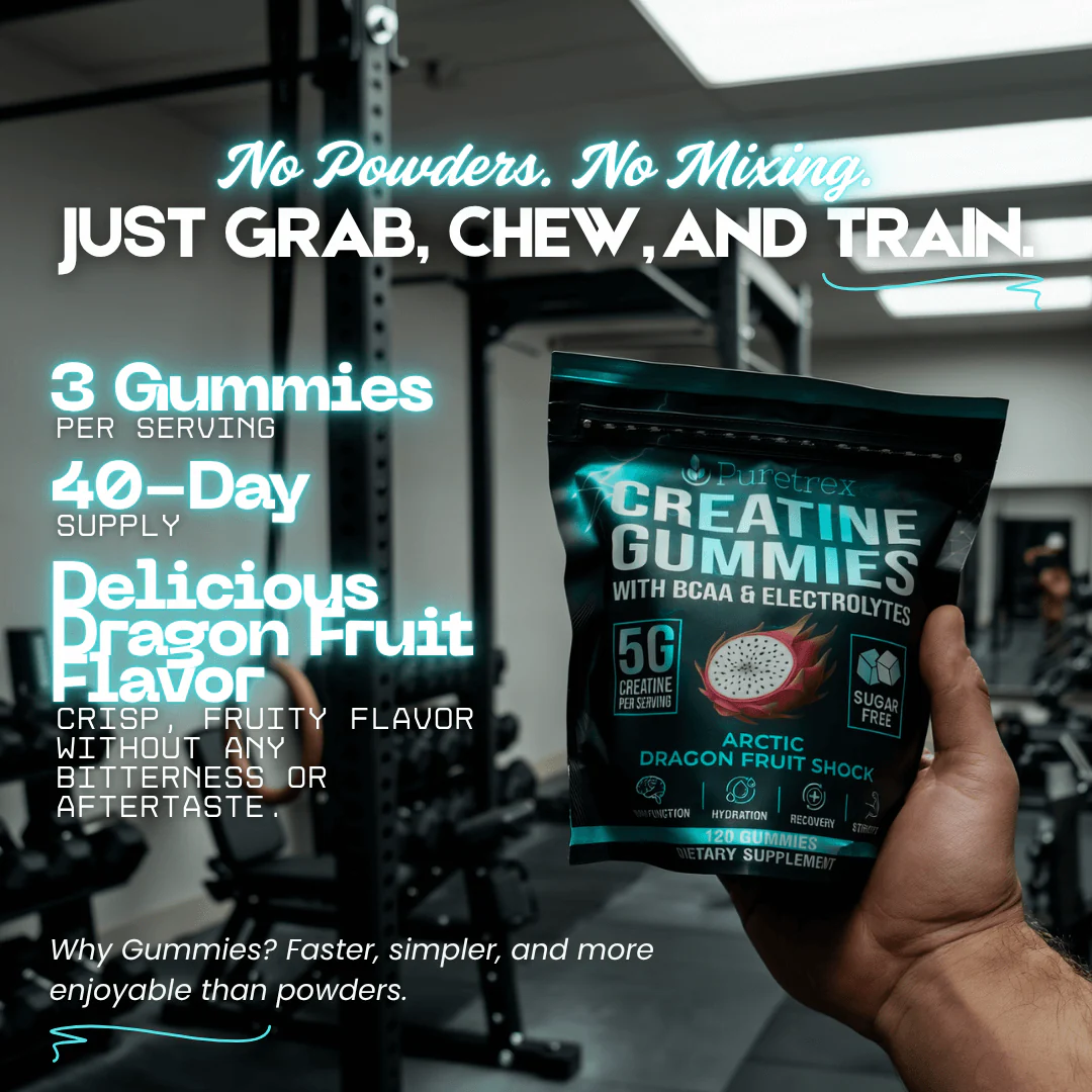 5g Creatine Gummies + BCAA & Electrolytes – Arctic Dragon Fruit Shock - Image 4