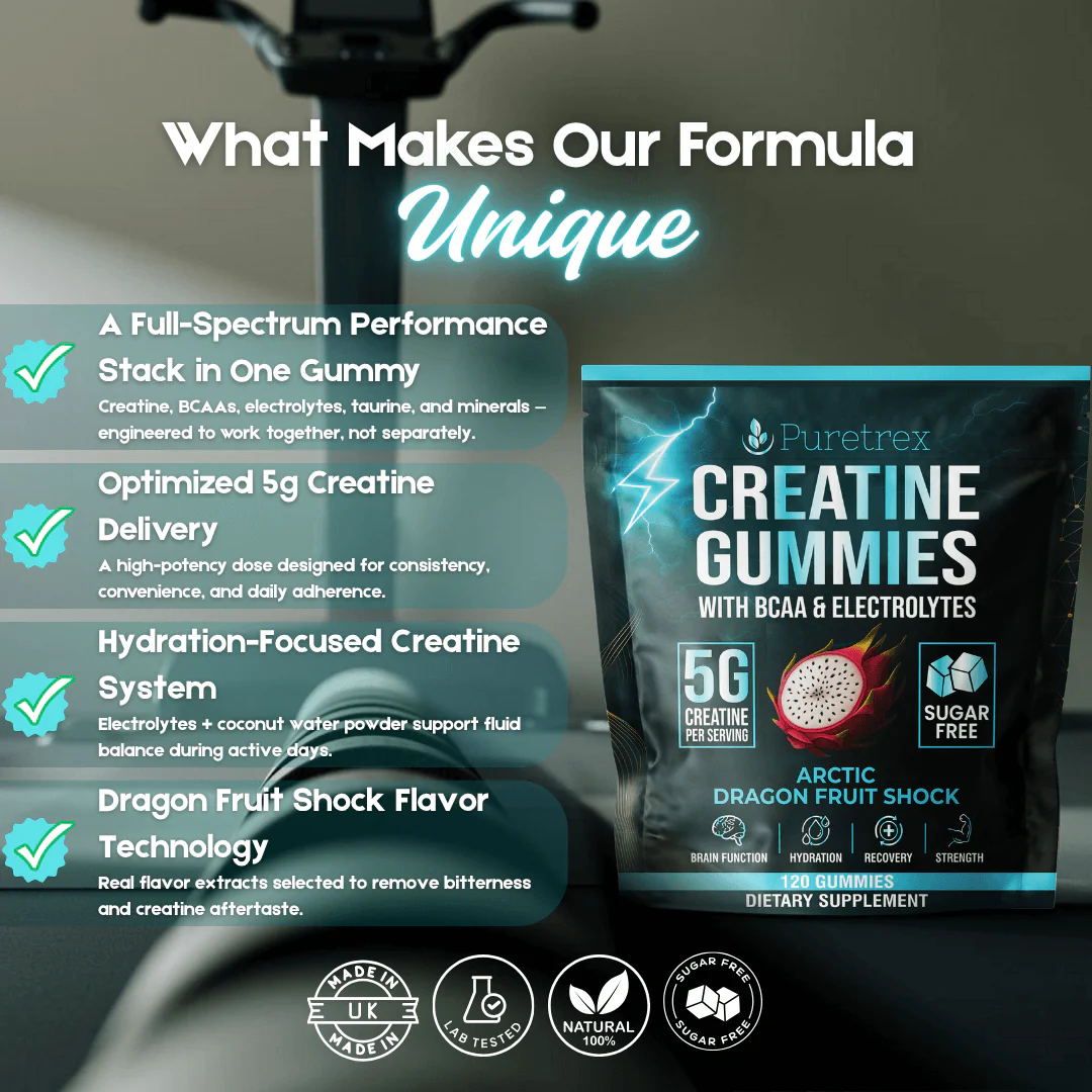 5g Creatine Gummies + BCAA & Electrolytes – Arctic Dragon Fruit Shock - Image 5