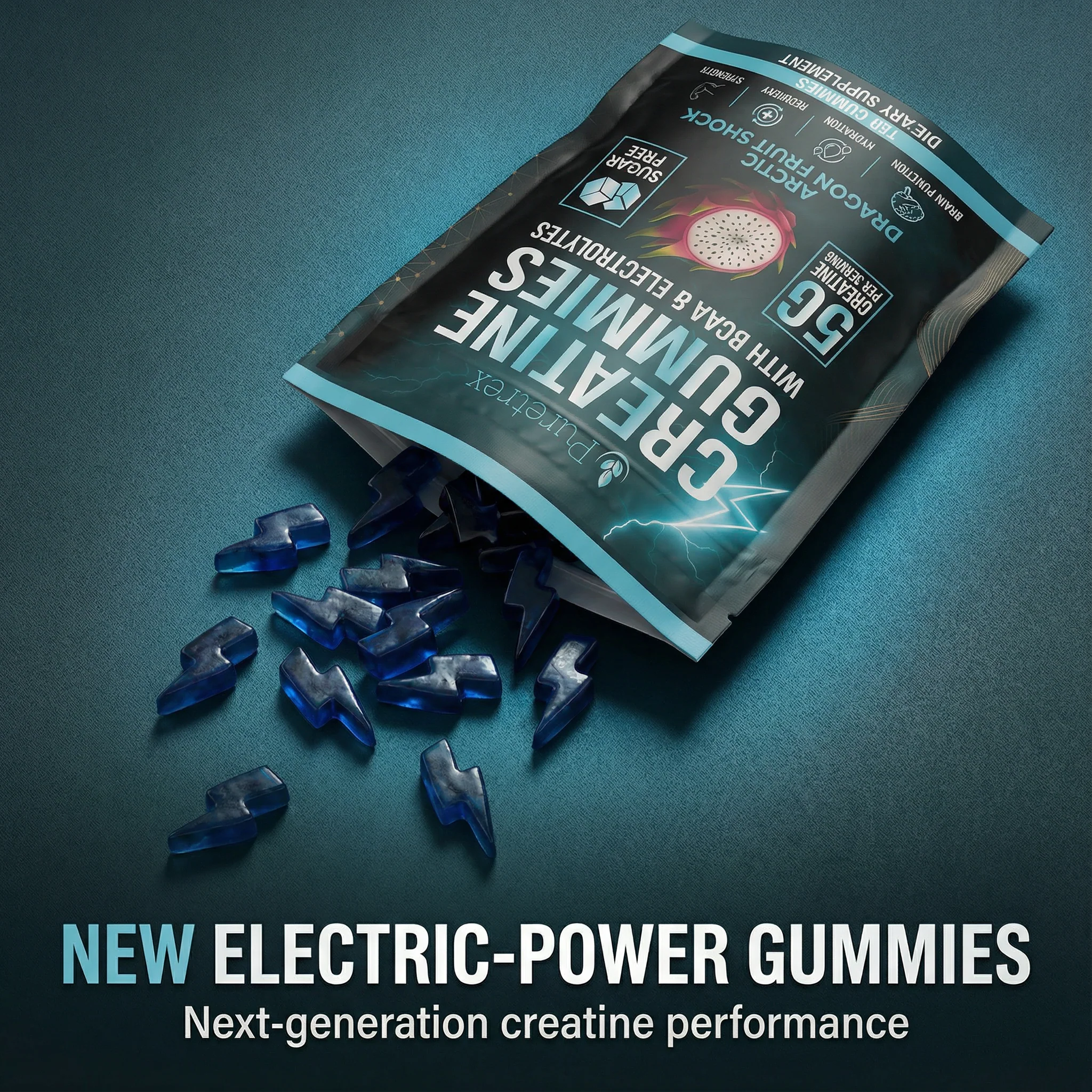 5g Creatine Gummies + BCAA & Electrolytes – Arctic Dragon Fruit Shock - Image 6