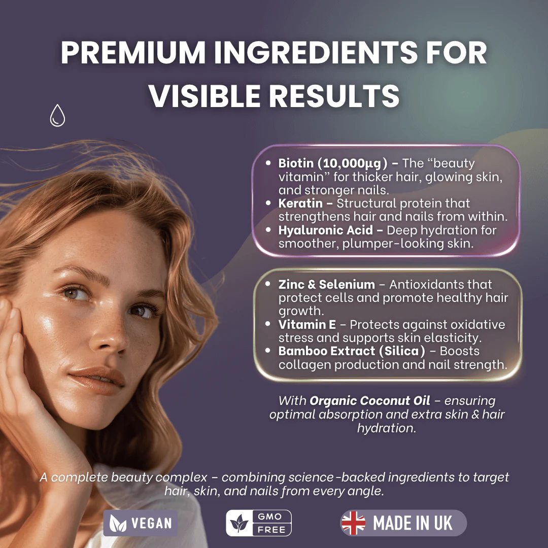 Biotin Beauty Complex 10,000µg – Keratin, Hyaluronic Acid & Bamboo Extract - Image 10