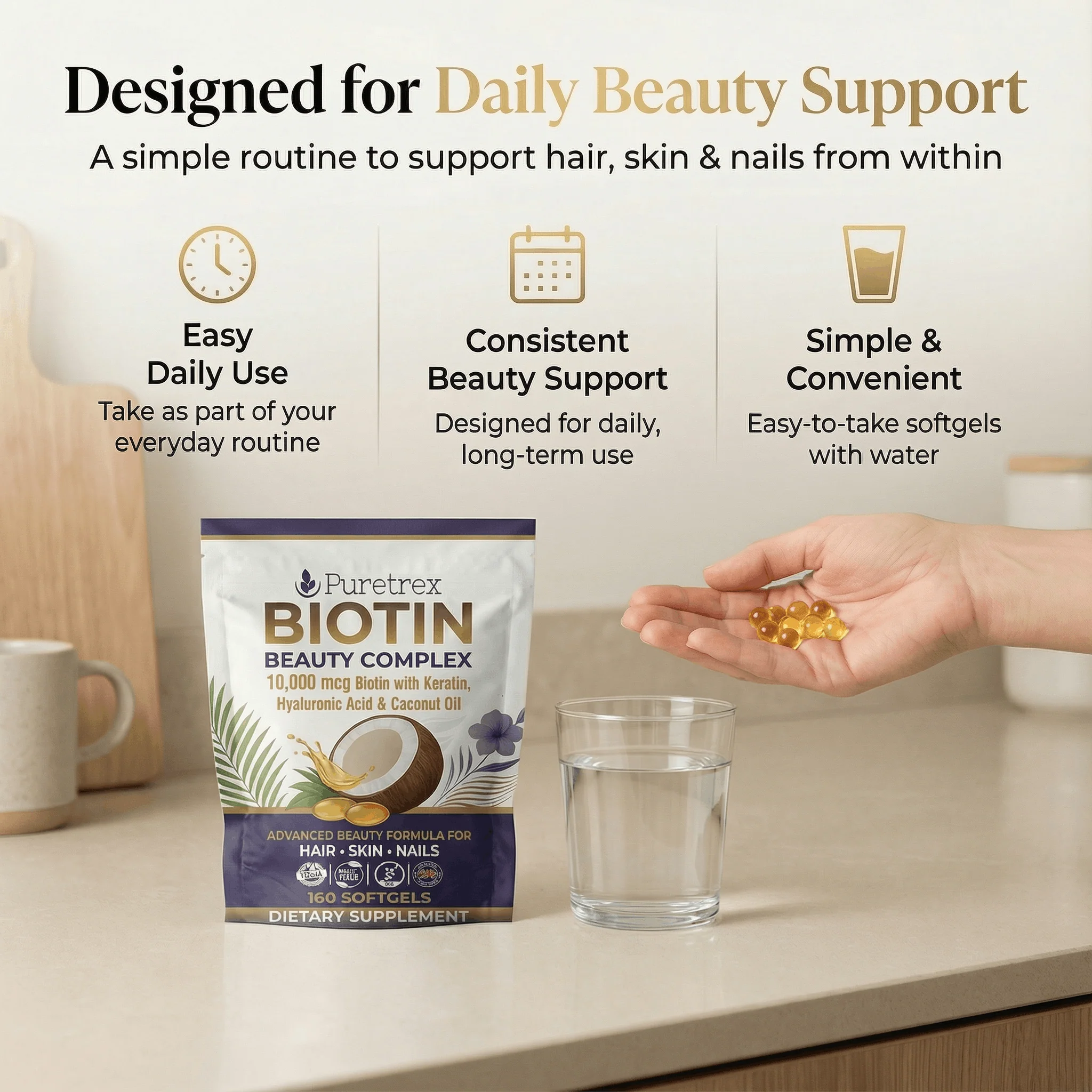 Biotin Beauty Complex 10,000µg – Keratin, Hyaluronic Acid & Bamboo Extract - Image 4