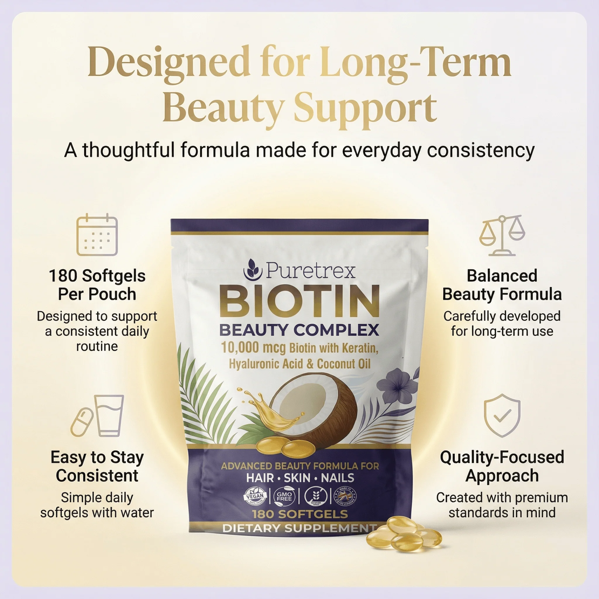 Biotin Beauty Complex 10,000µg – Keratin, Hyaluronic Acid & Bamboo Extract - Image 5