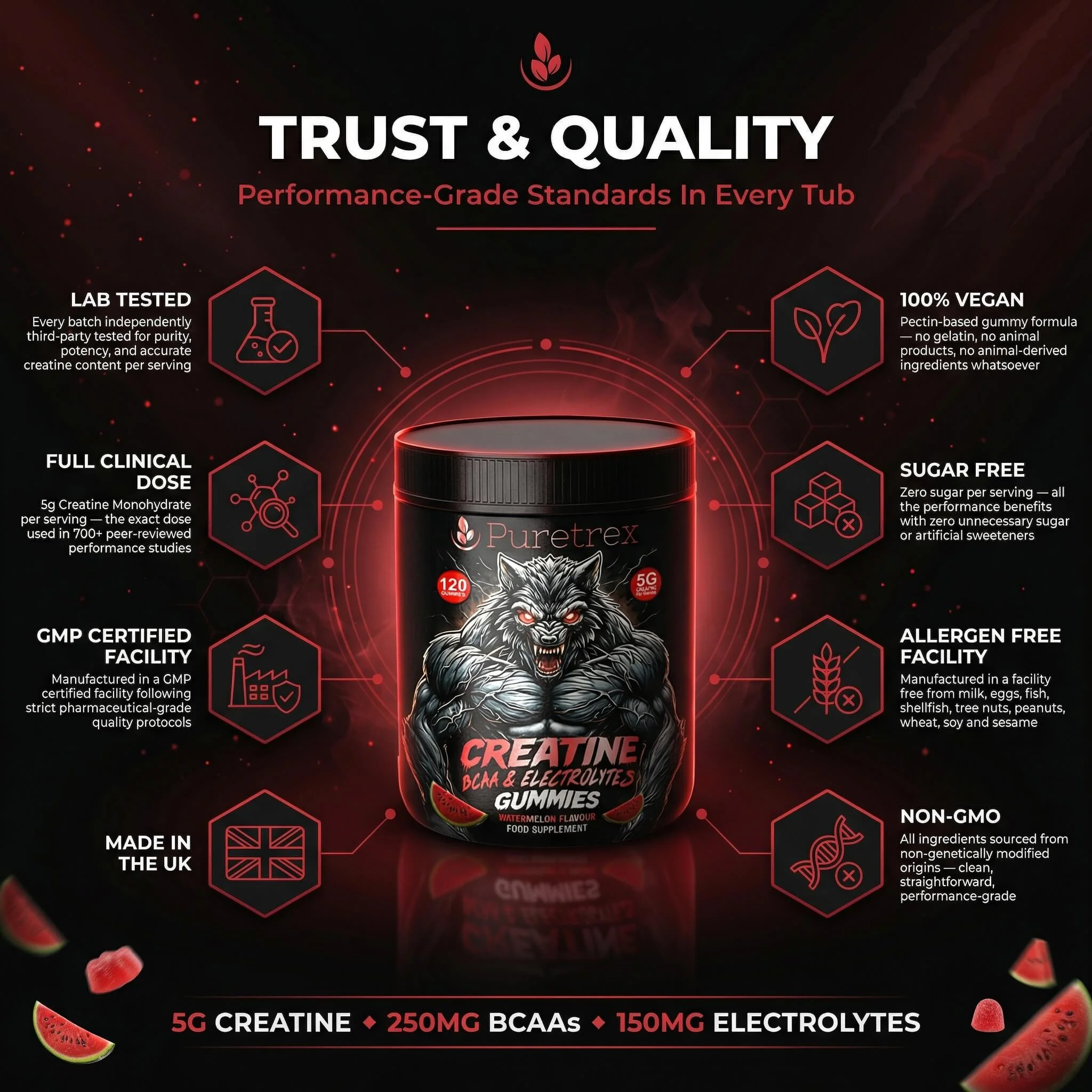 Creatine Gummies 5g – BCAA & Electrolytes Watermelon Formula - Image 7