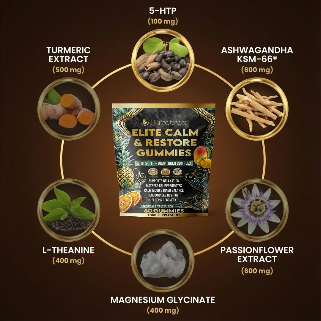 Elite Calm & Restore Gummies – 5-HTP & Adaptogen Complex for Calm & Balance - Image 3