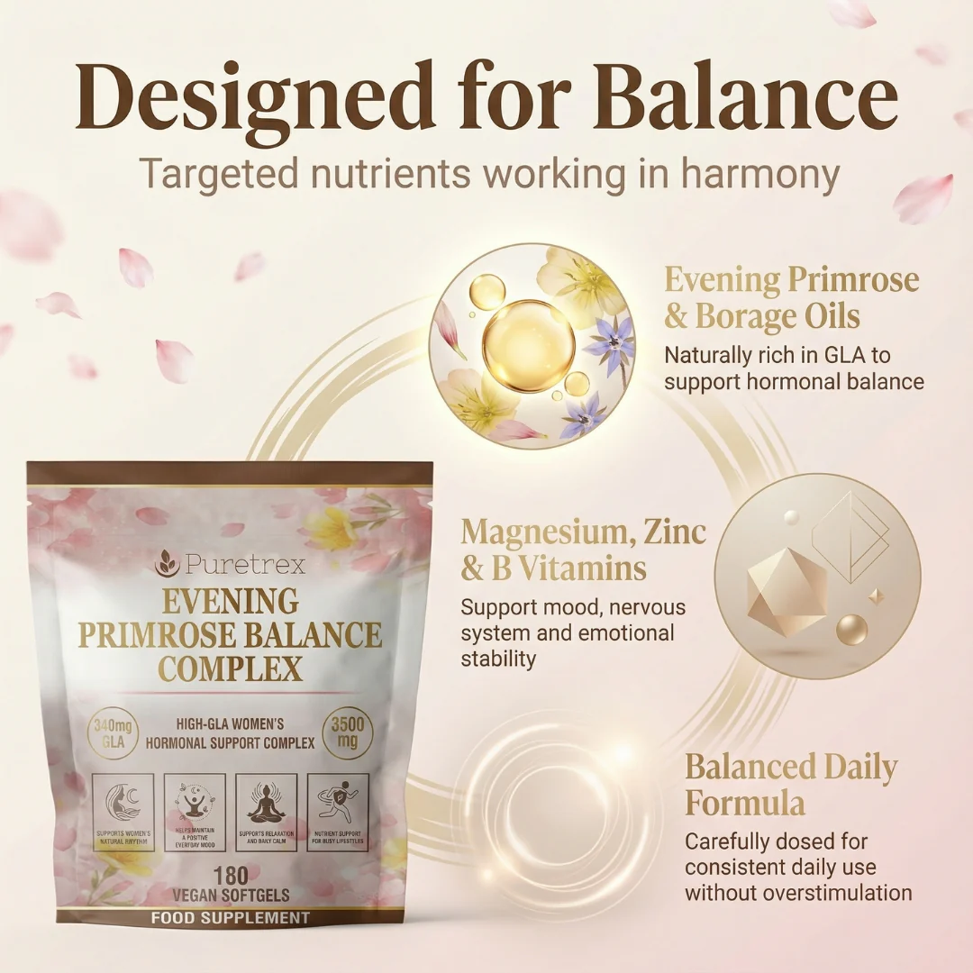 Evening Primrose Oil + Borage Oil Softgels – High GLA Complex for Women - Image 3