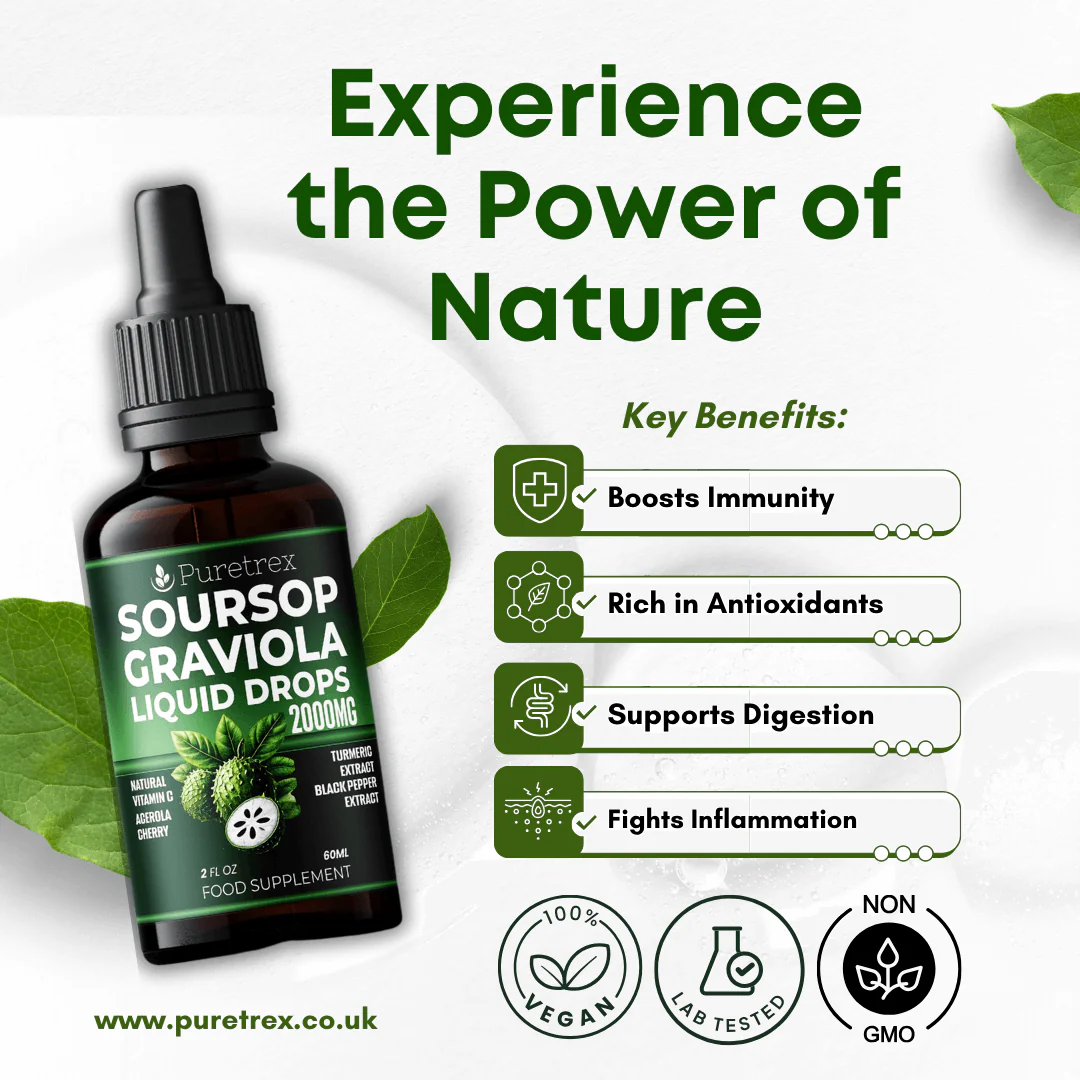 Graviola Soursop Drops 2000mg – Turmeric & Natural Vitamin C - Image 3
