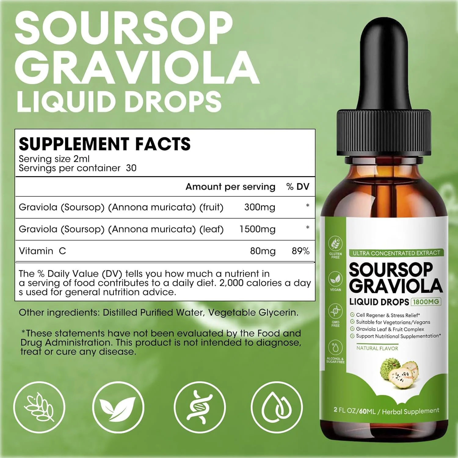 Graviola Soursop Liquid Drops – 1800mg Fruit & Leaf Extract - Image 3