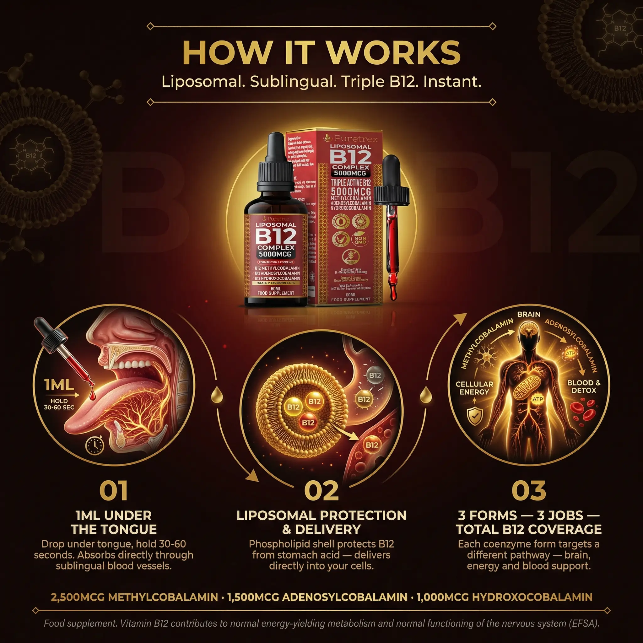 Liposomal B12 Complex Drops – Triple-Form Methylcobalamin 5000mcg - Image 3