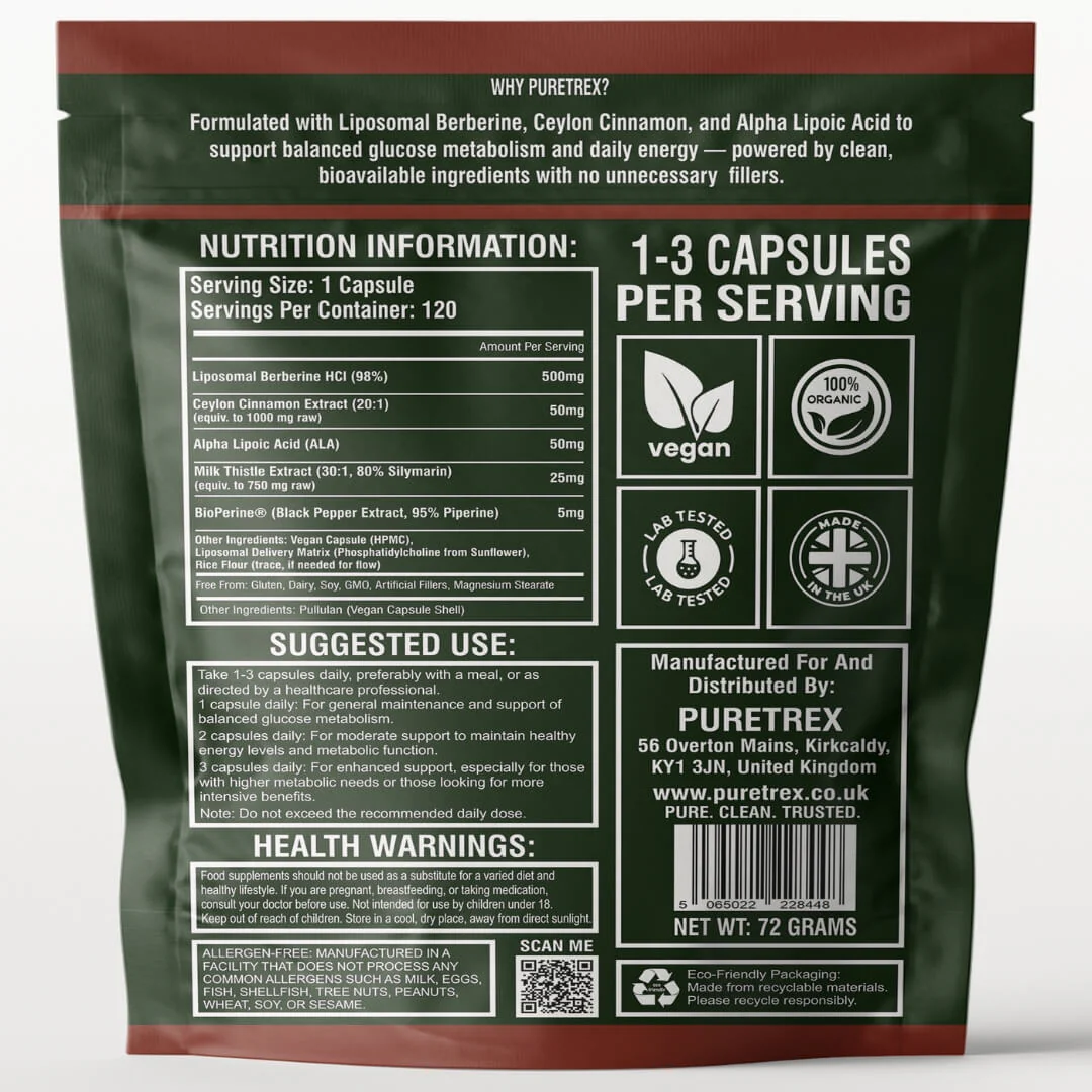 Liposomal Berberine 500mg – Ceylon Cinnamon, ALA & Milk Thistle - Image 5