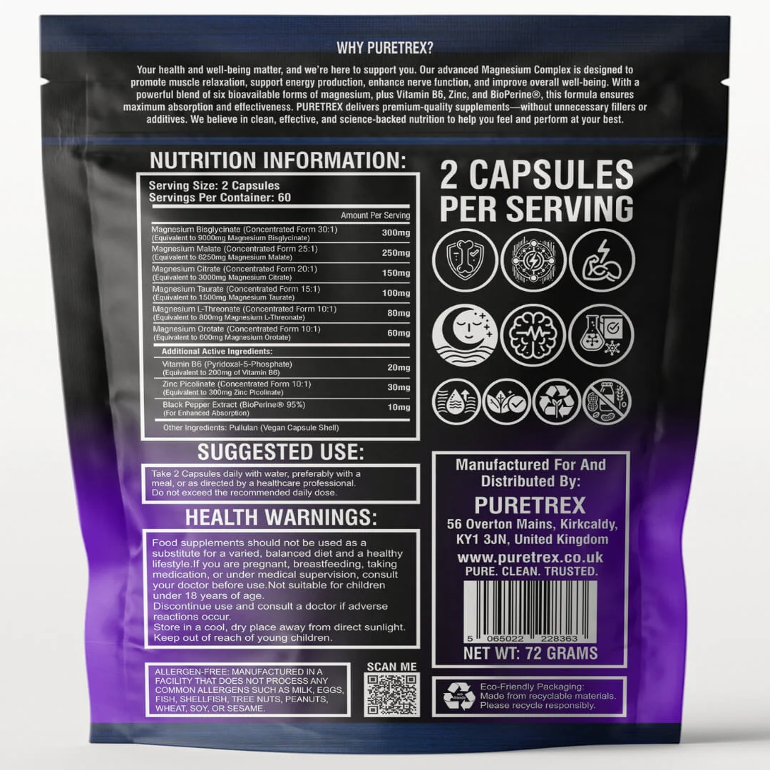 Magnesium Glycinate Complex – 6 Forms + Vitamin B6, Zinc & BioPerine® - Image 6