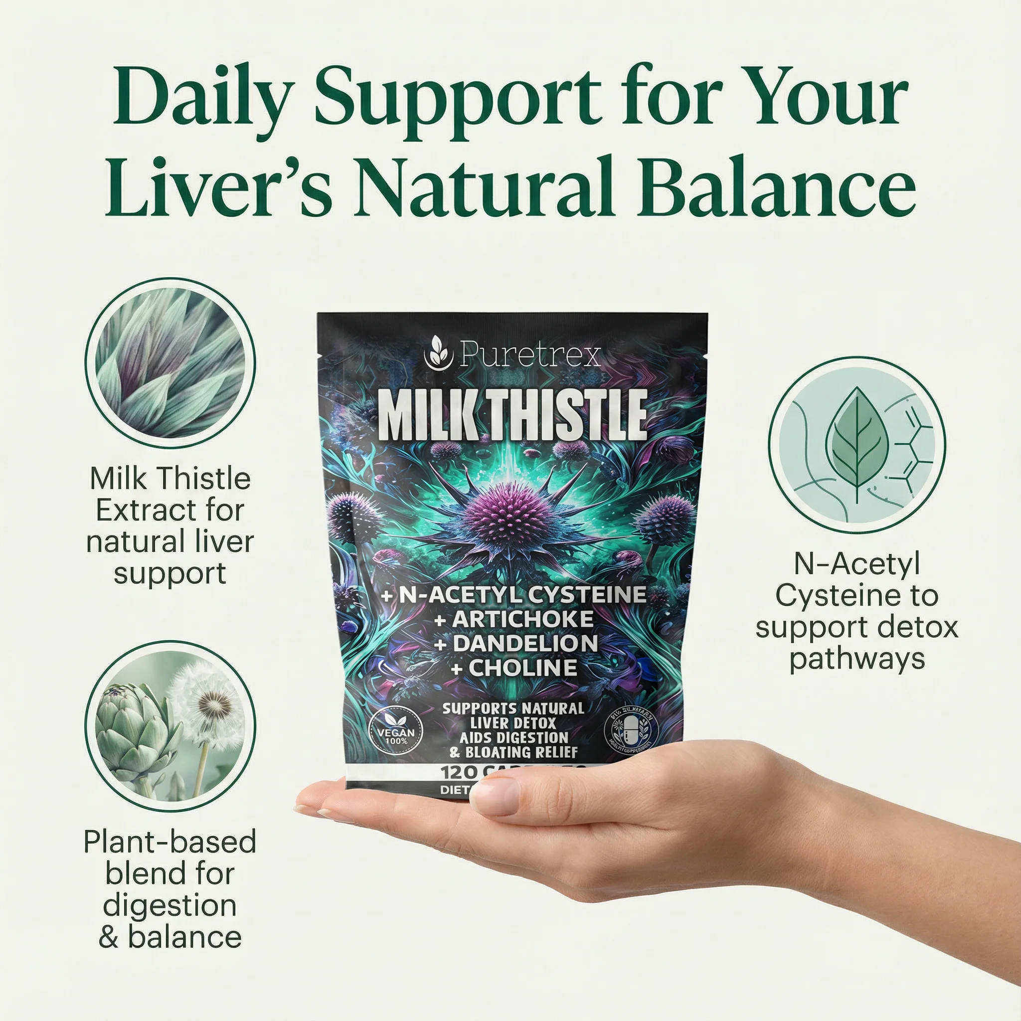 Milk Thistle Complex – 80% Silymarin Extract + NAC, Artichoke & Choline - Image 6