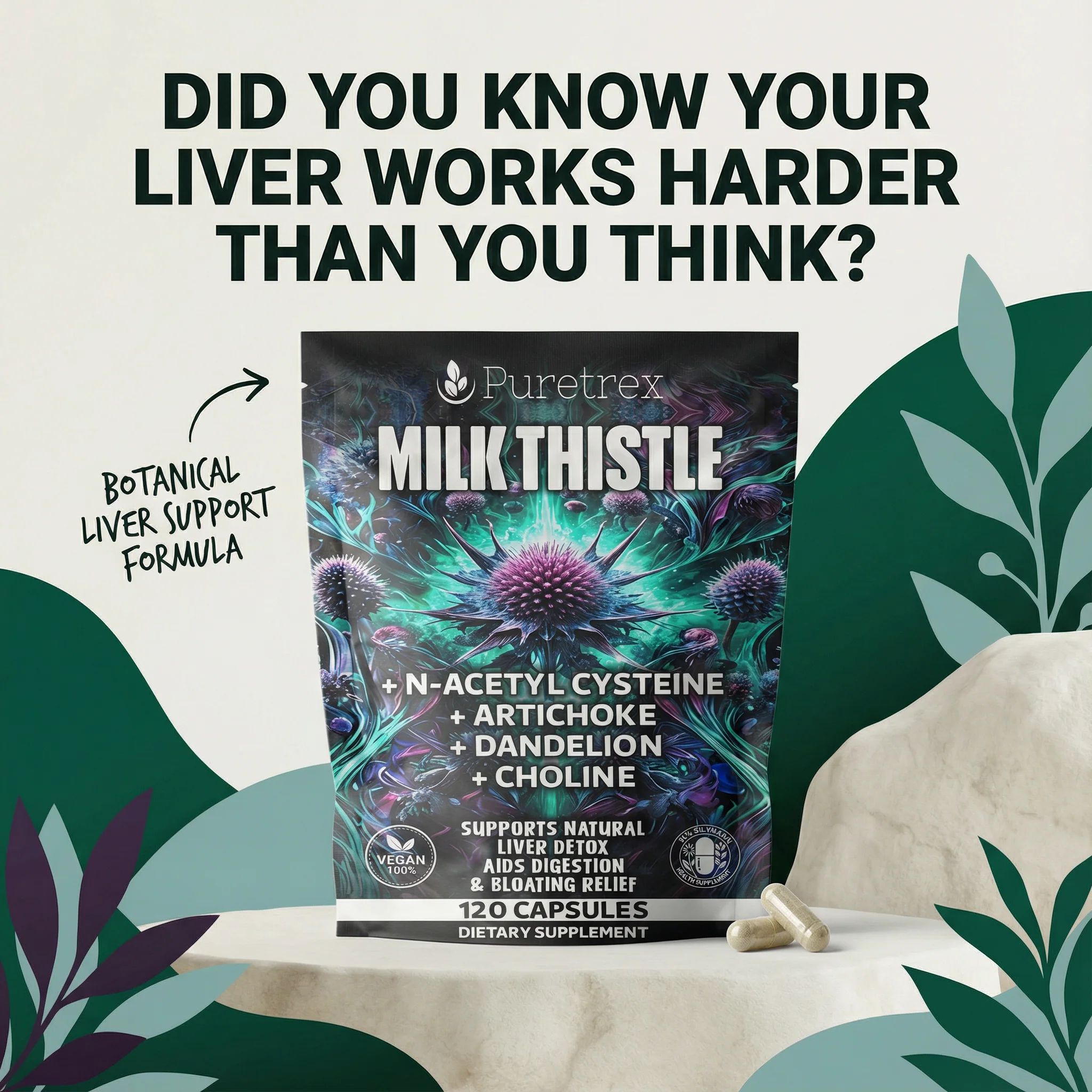 Milk Thistle Complex – 80% Silymarin Extract + NAC, Artichoke & Choline - Image 8