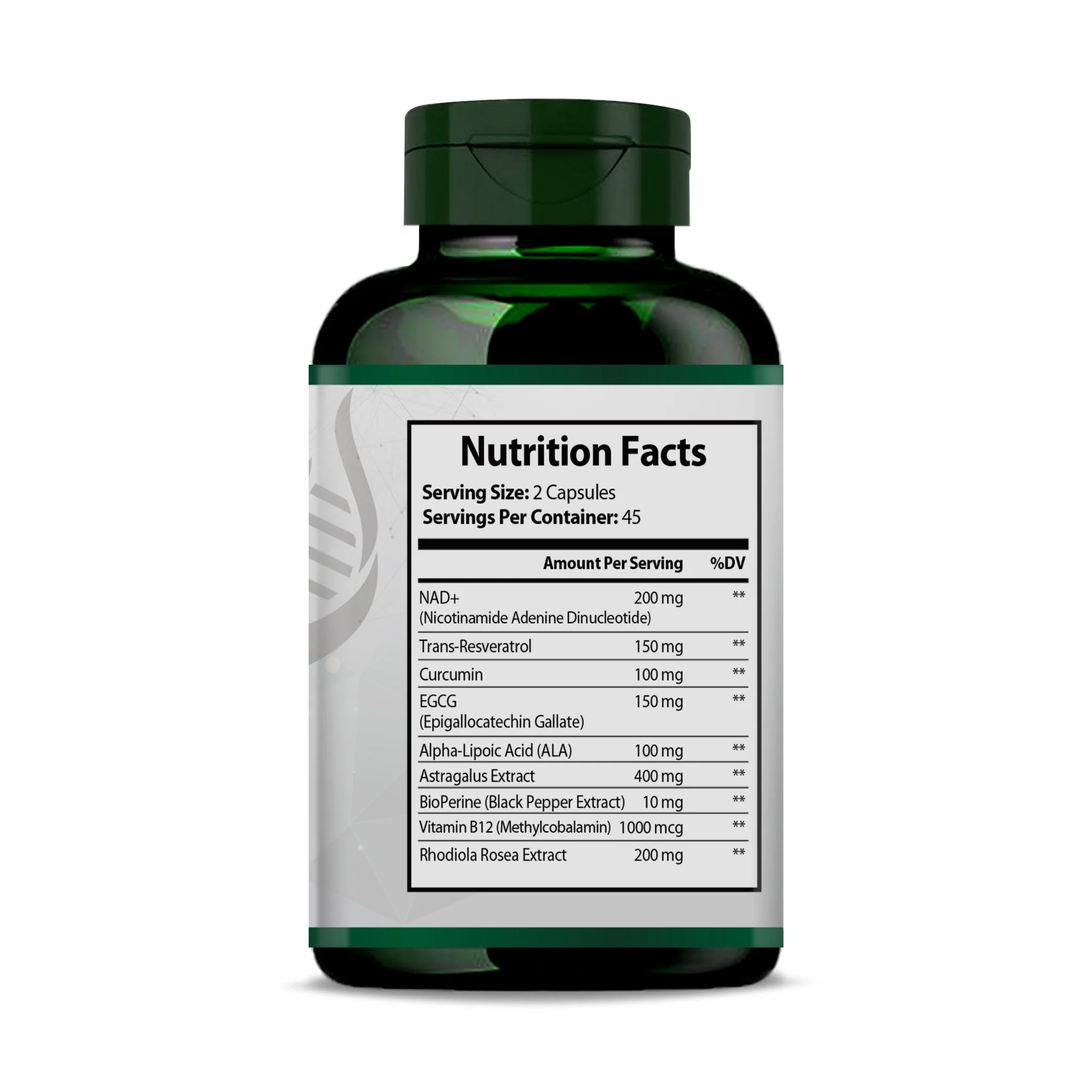 NAD+ Complex – Trans-Resveratrol, CoQ10 & BioPerine® 90ct - Image 6