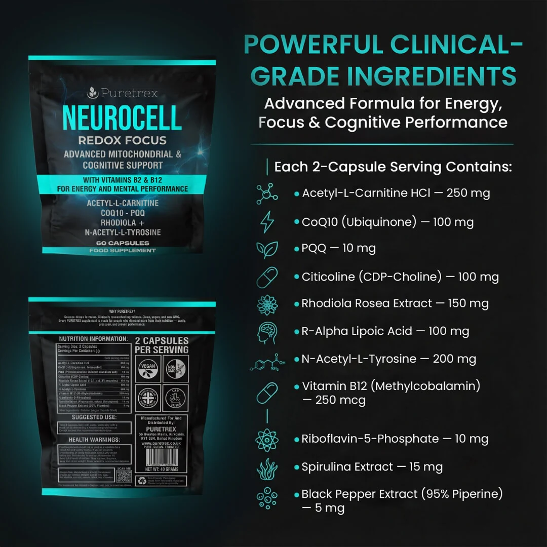 Neurocell Redox Focus – Advanced Nootropic & Mitochondrial Support Capsules - Image 3