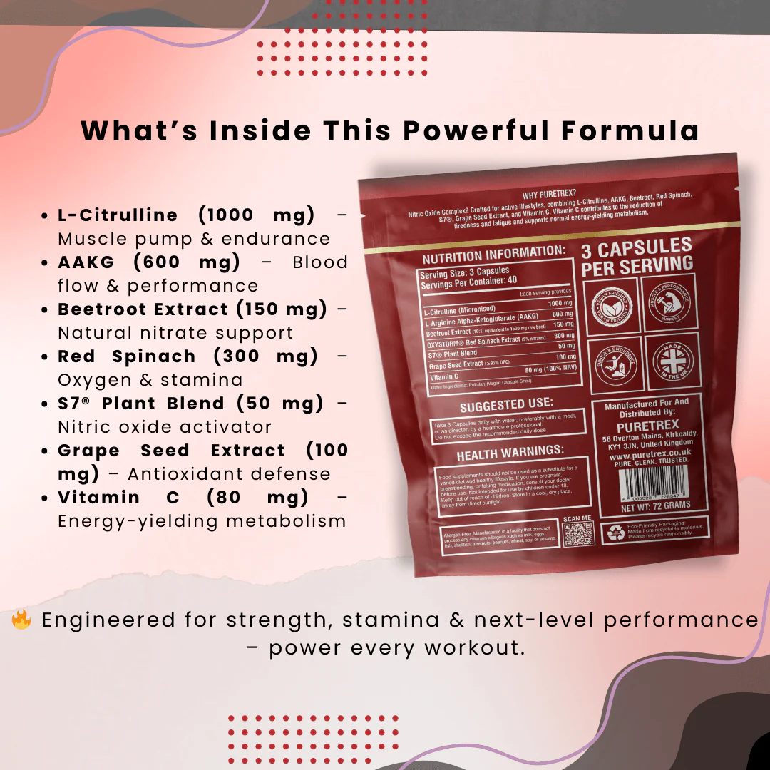 Nitric Oxide Complex 3000mg+ – L-Citrulline, AAKG, Beetroot & S7® - Image 3