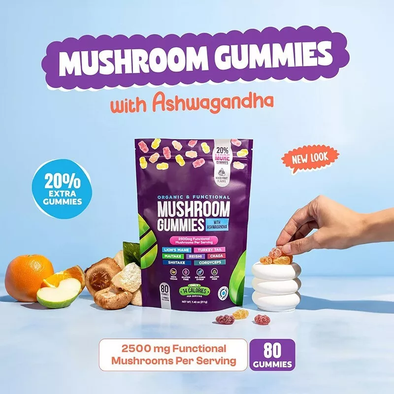 Organic Mushroom Gummies 8-in-1 – Ashwagandha & Functional Mushroom Blend - Image 5