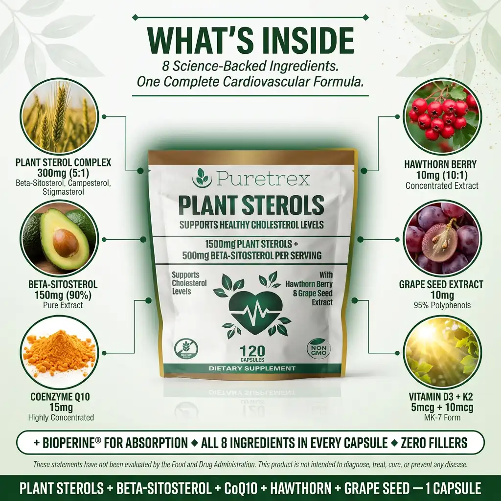 Plant Sterols 2000mg Complex – Beta-Sitosterol, CoQ10 & Vitamin K2 - Image 3