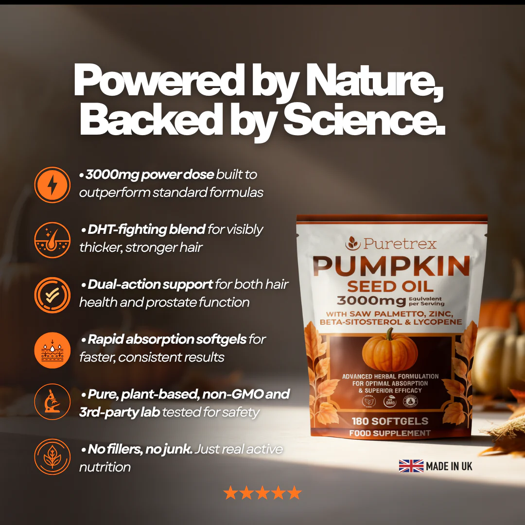 Pumpkin Seed Oil 3000mg with Saw Palmetto – Zinc, Beta-Sitosterol, Lycopene - Image 3