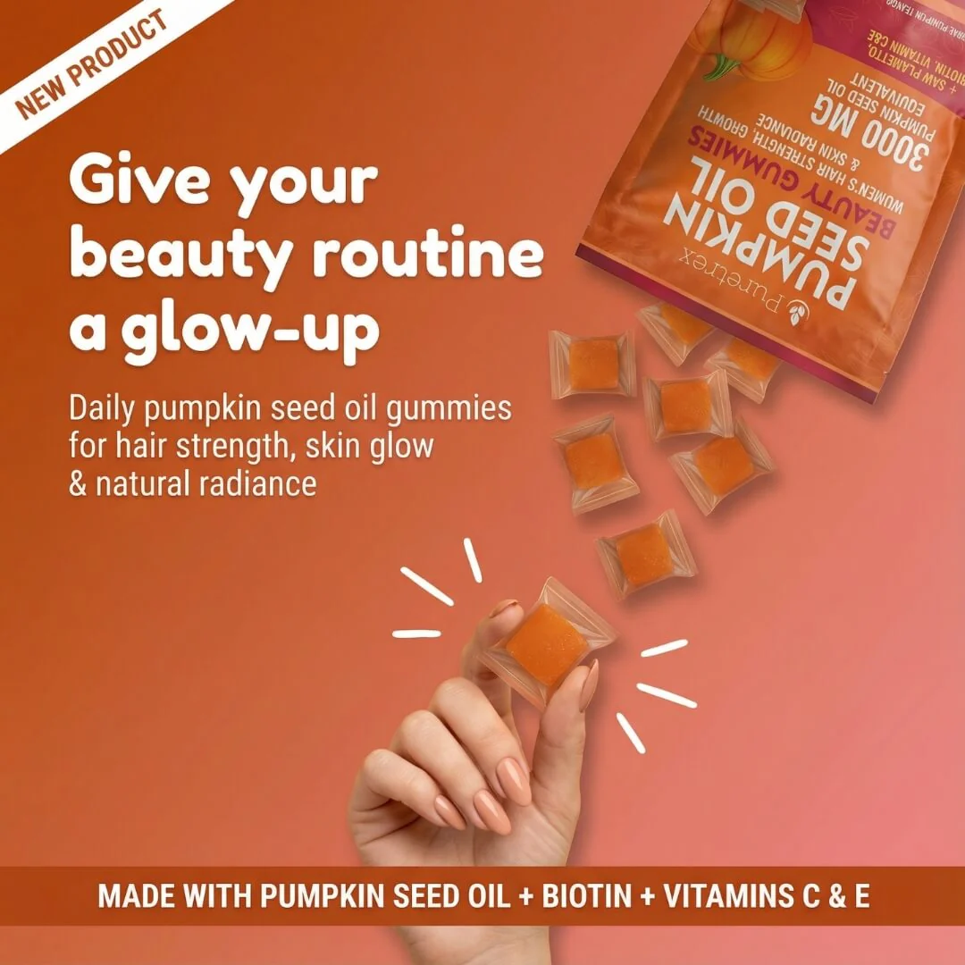 Pumpkin Seed Oil Gummies for Women – Hair & Skin Formula with Biotin & Saw Palmetto - Image 3
