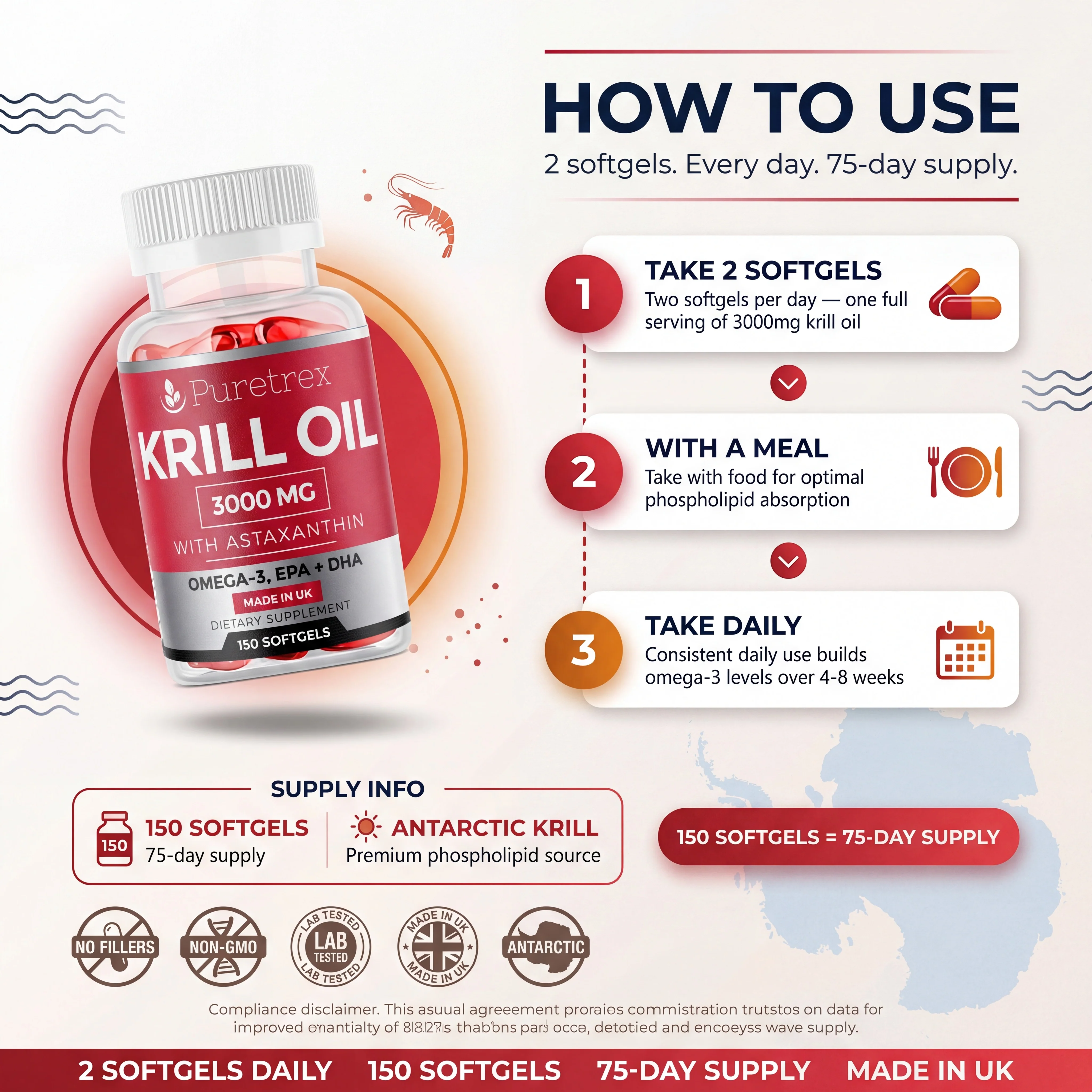 Krill Oil 3000mg – Astaxanthin, Omega-3, EPA & DHA (150 Softgels) - Image 5