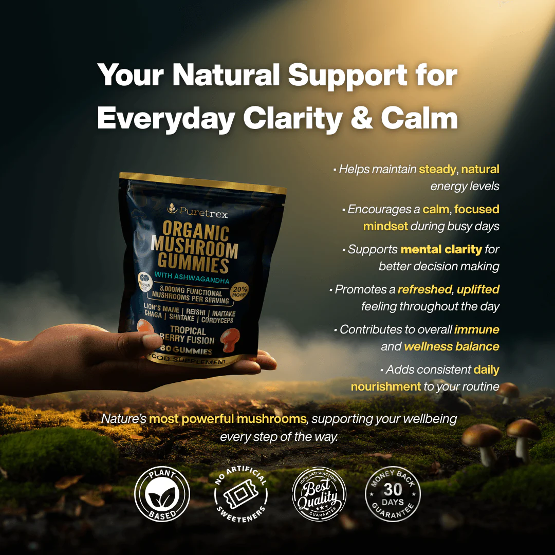 Organic Mushroom Gummies – Lion's Mane, Reishi, Chaga & Ashwagandha - Image 3