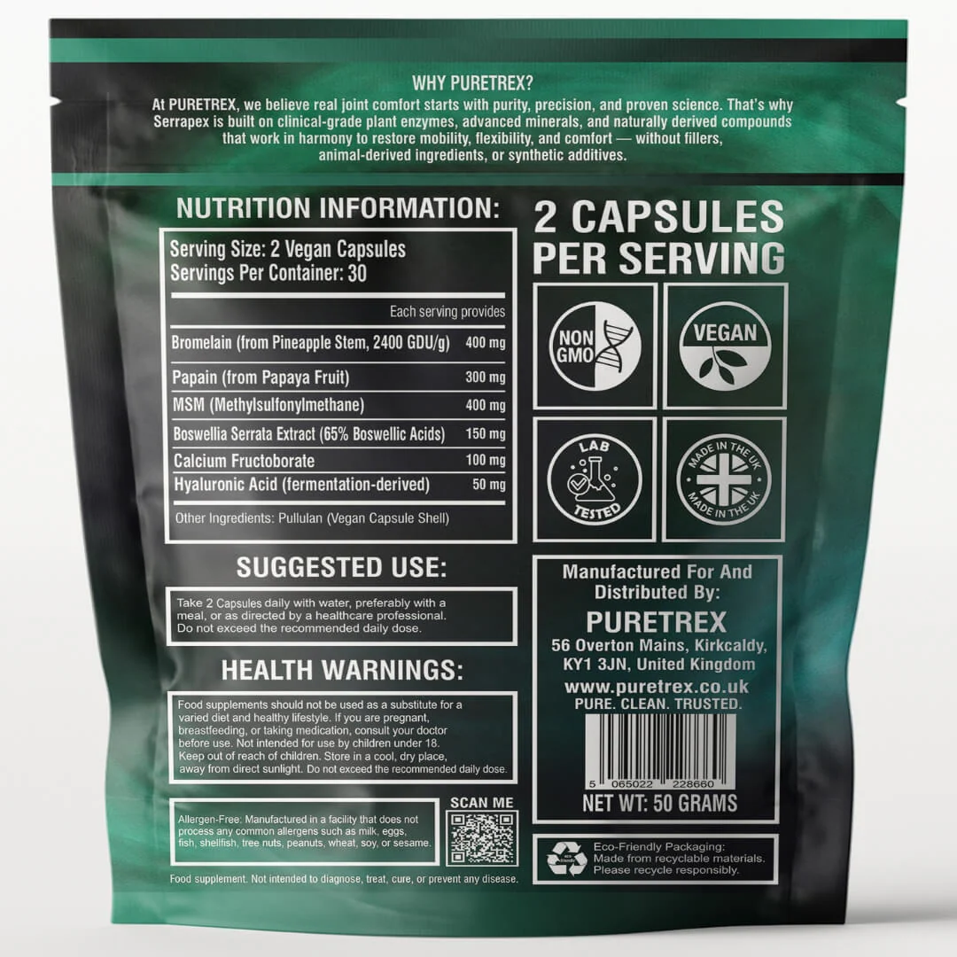Serrapex – Enzyme & Nutrient Complex with Bromelain, PEA, MSM & Calcium Fructoborate - Image 6