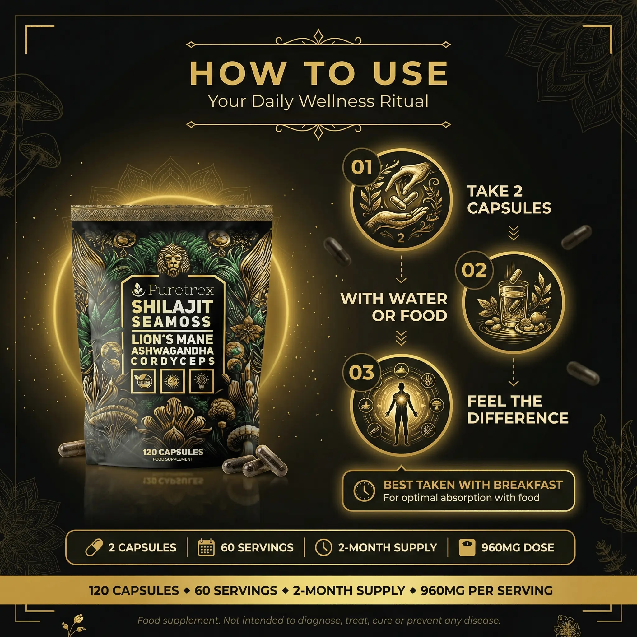 Shilajit Capsules – Sea Moss, Lion's Mane, Ashwagandha & Cordyceps - Image 6
