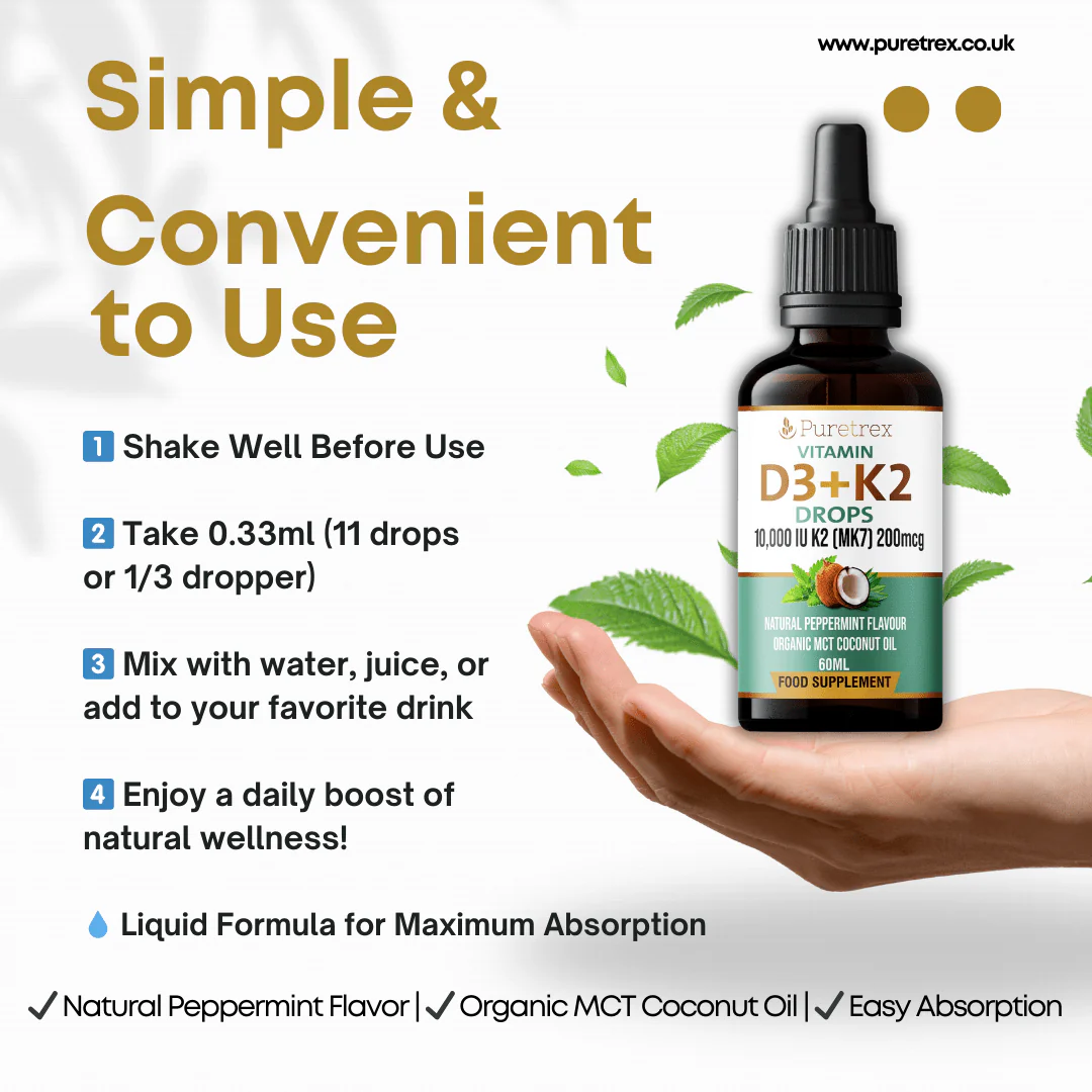 Vitamin D3 10,000 IU + K2 200mcg Drops – MCT Coconut Oil Formula - Image 3