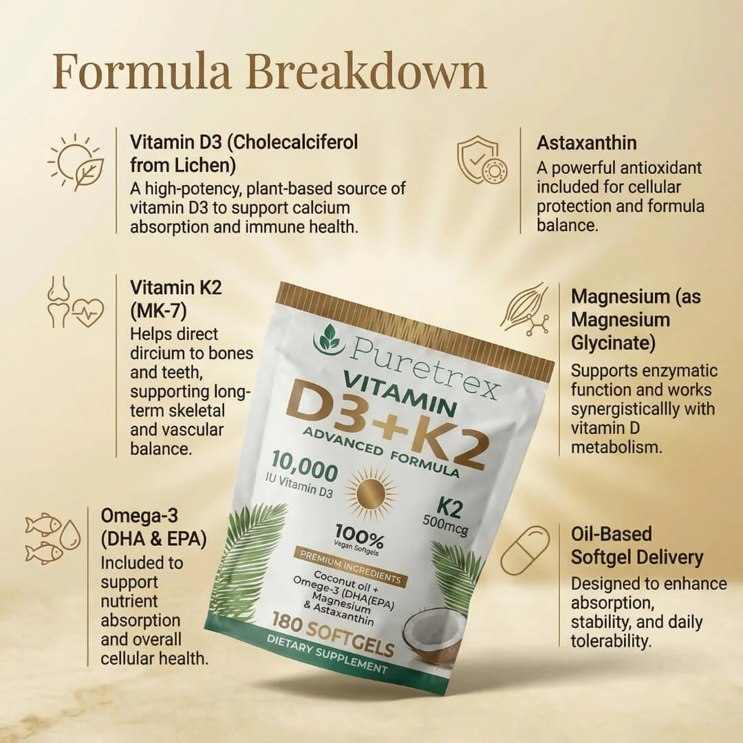 Vitamin D3 10,000 IU + K2 500mcg MK7 – Omega-3 & Astaxanthin Formula - Image 4