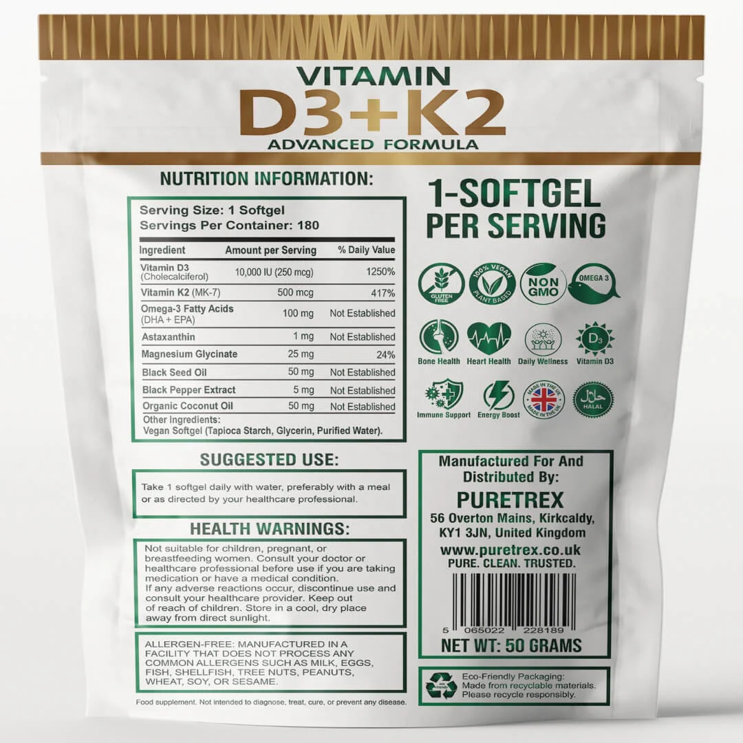 Vitamin D3 10,000 IU + K2 500mcg MK7 – Omega-3 & Astaxanthin Formula - Image 7
