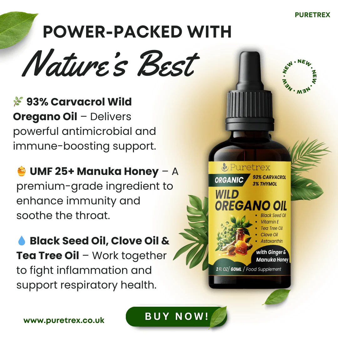 Wild Oregano Oil Drops – 93% Carvacrol with Ginger & Manuka Honey - Image 3